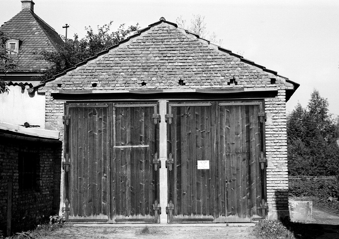Das während des Krieges wiederinstandgesetzte Gerätehaus von Berg am Laim